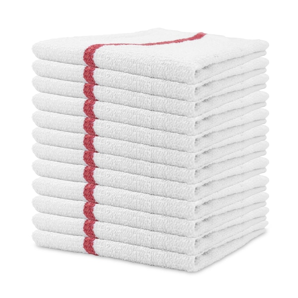 Monarch Qwick Wick Bar Mop Towel 30oz Red Stripe (12pk) N030-W65RD-5DZ - main
